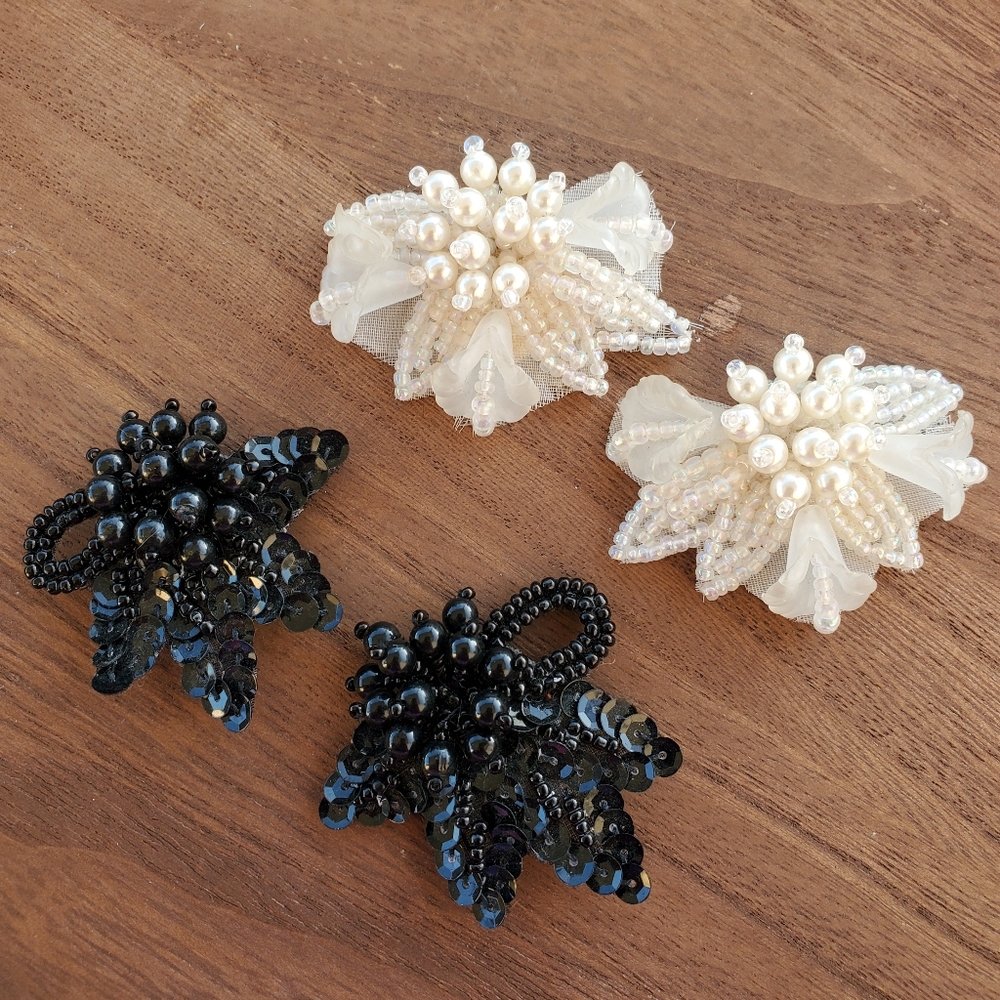 Vintage Sequin Beaded Shoe Clip Ons